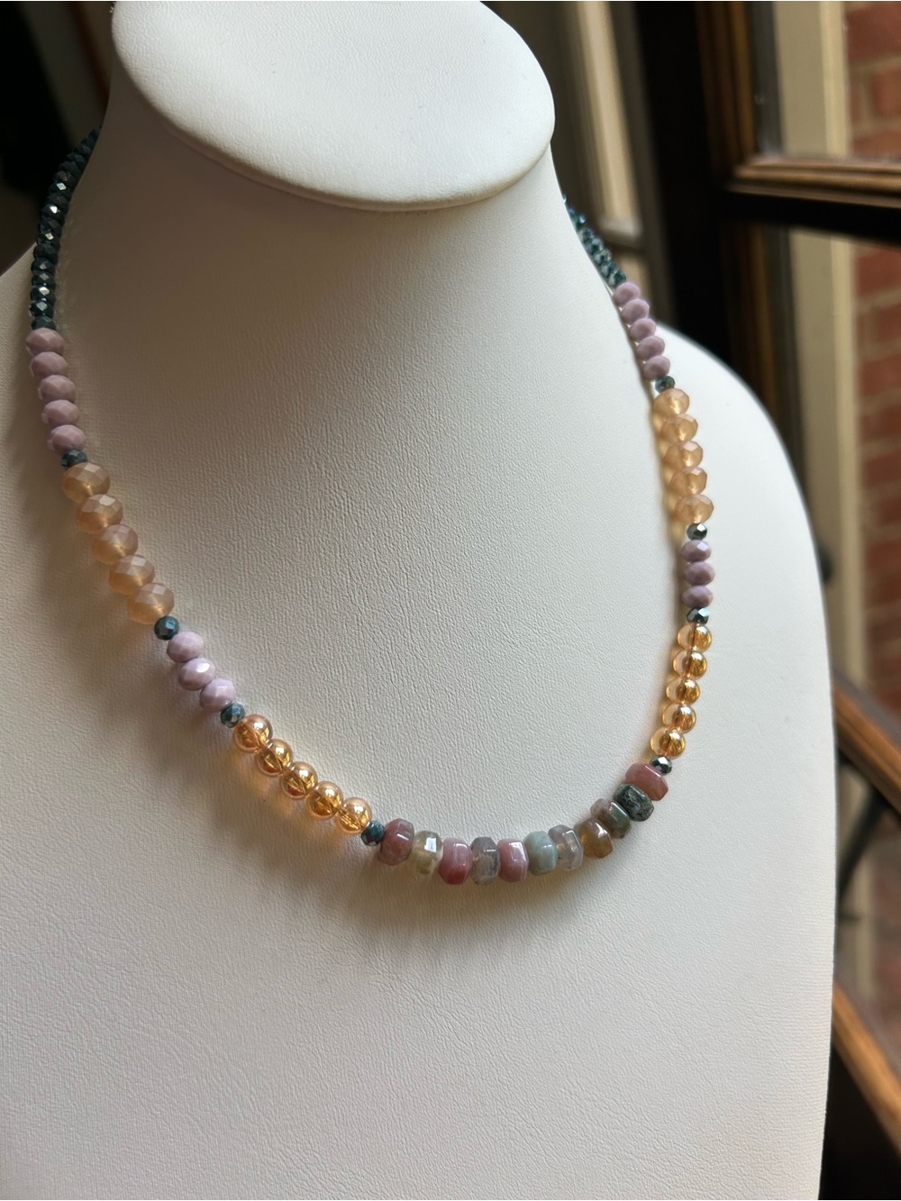 Artisan Multi-Color Beaded Necklace with Citrine-Like Accents